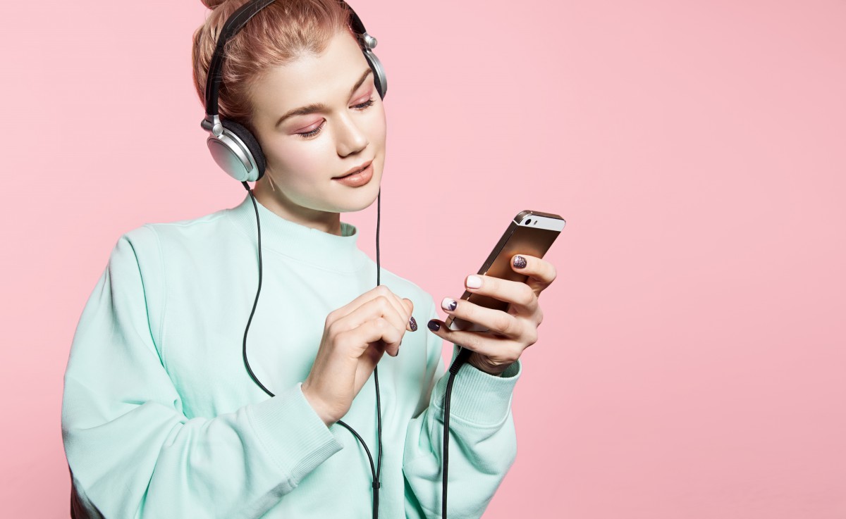 woman headphones audio