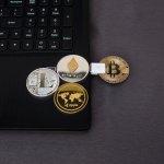bitcoin etherium coin laptop
