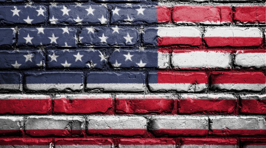 us flag brick wall