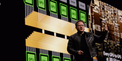 Nvidia CEO Jensen Huang announcing the DGX-2