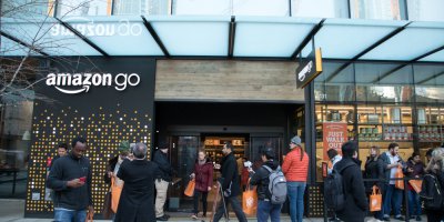 the shopfront of Amazon Go in Seattle