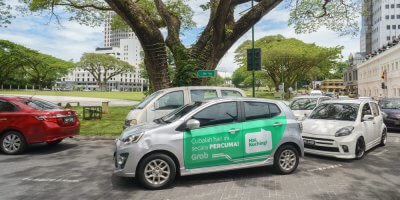 a grab car on the streets