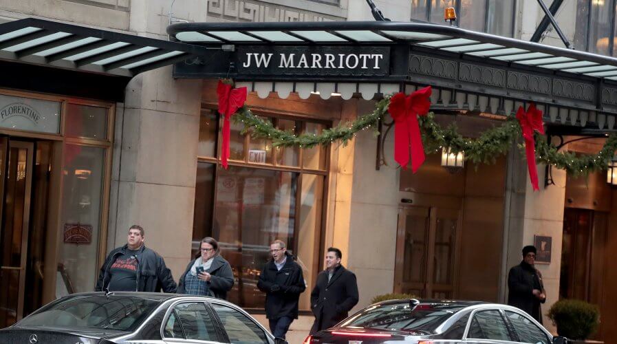 (File) Last Friday, Marriott International announced a system breach leaving private details - including names, credit card numbers, mailing addresses, and passport numbers - of about 500 million of its customers reported stolen. SOURCE: Scott Olson/Getty Images/AFP