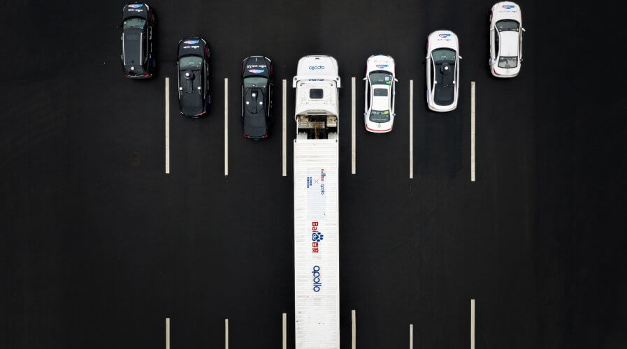 A fleet of Baidu's autonomous vehicles on a highway in China. Source: Baidu