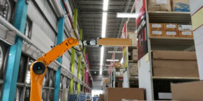 Robotics used to transport parcels around warehouses. Source: Shutterstock