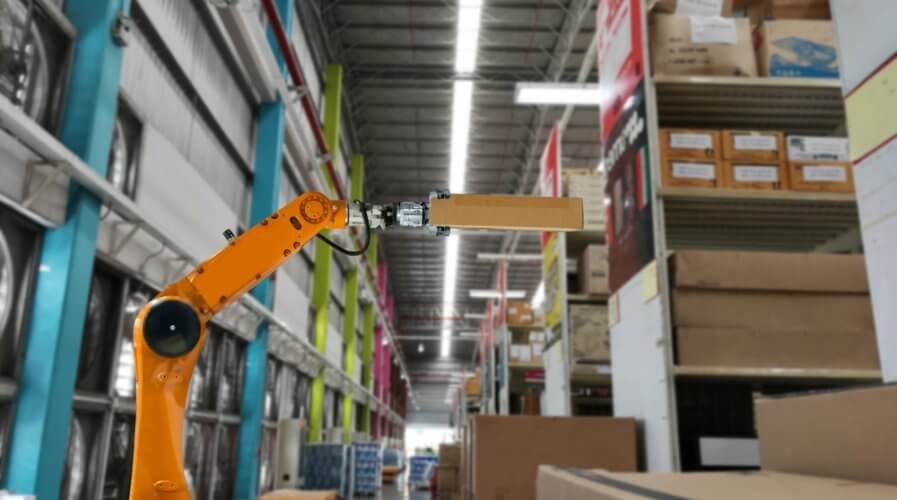 Robotics used to transport parcels around warehouses. Source: Shutterstock