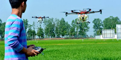 In agriculture, the biggest challenge that drone technology is going to overcome is the manpower shortage. Source: AFP