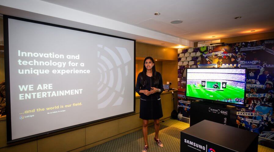 LaLiga Innovation and Global Development Director Minerva Santana during a presentation at RISE 2019 Conference. Source: LaLiga