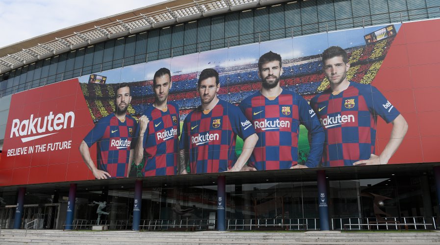 A picture shows the empty entrance to the Camp Nou stadium in Barcelona. Source: AFP