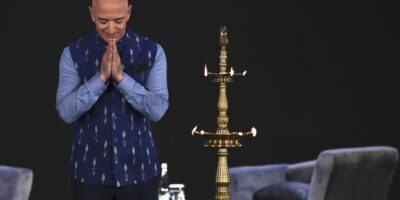 Amazon CEO Jeff Bezos in India, where Amazon is making a big play in the Indian fintech scene