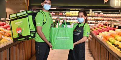 e-grocery platform HappyFresh and their delivery rider and shopper