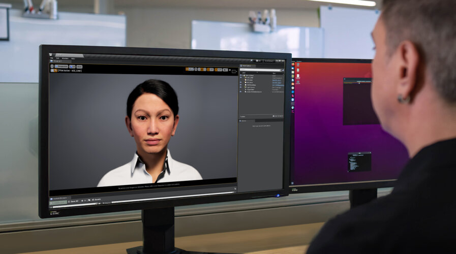 An image of a conversation between a virtual avatar leveraging NVIDIA Omniverse Avatar Cloud Engine (ACE) and a user in real-time.