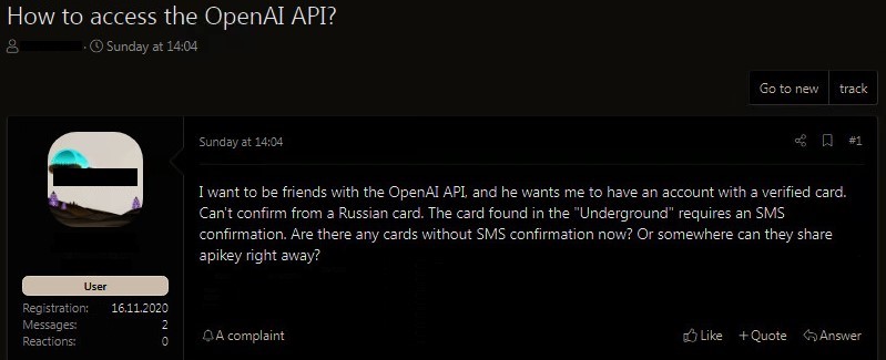 Exploiting ChatGPT: How Russian cybercriminals are using the OpenAI API in dark web operations