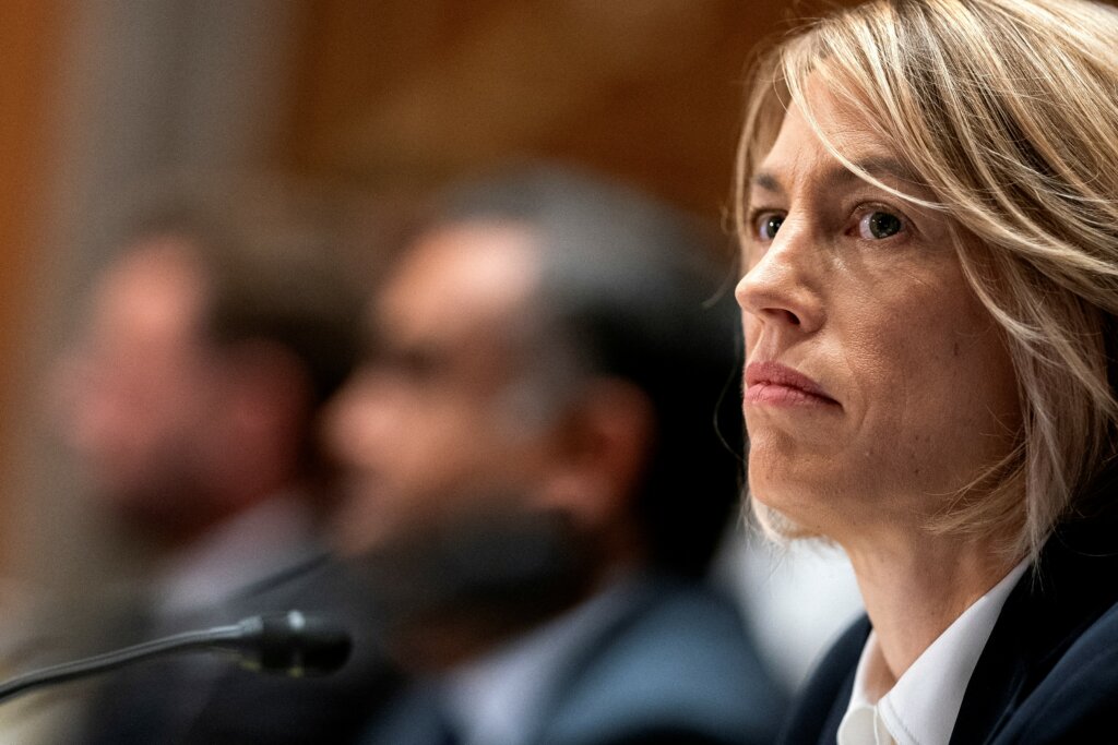 Vanessa Pappas, chief operating officer for TikTok, listens during a US Senate Homeland Security and Governmental Affairs Committee hearing regarding social media's impact on homeland security on Capitol Hill in Washington, DC, on September 14, 2022.