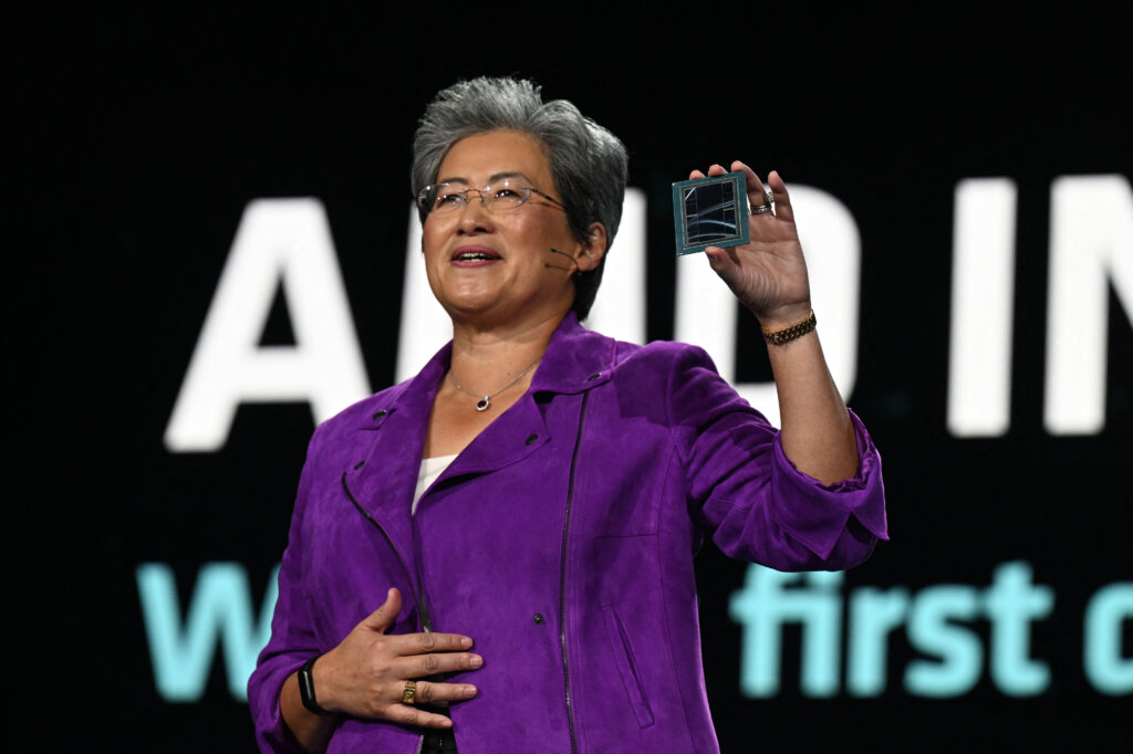 AMD Chair and CEO Lisa Su speaks at the AMD Keynote address, during the Consumer Electronics Show (CES) on January 4, 2023 in Las Vegas, Nevada. - Su announced the AMD Instinct MI300, the world's first integrated data center CPU + GPU. (Photo by Robyn BECK / AFP)