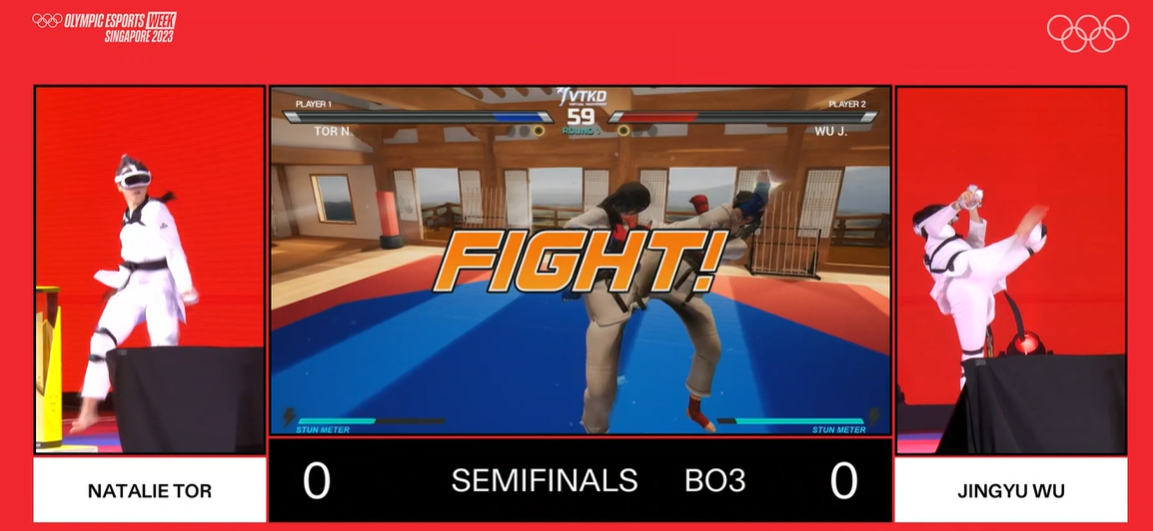 Virtual Taekwondo in action at the Esports Olympics 2023.