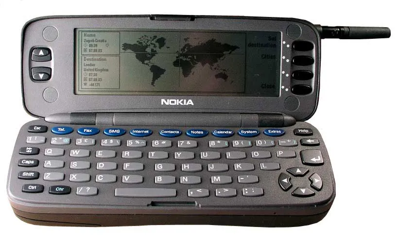 The Nokia 9000 Communicator in its open configuration. Source: Medium