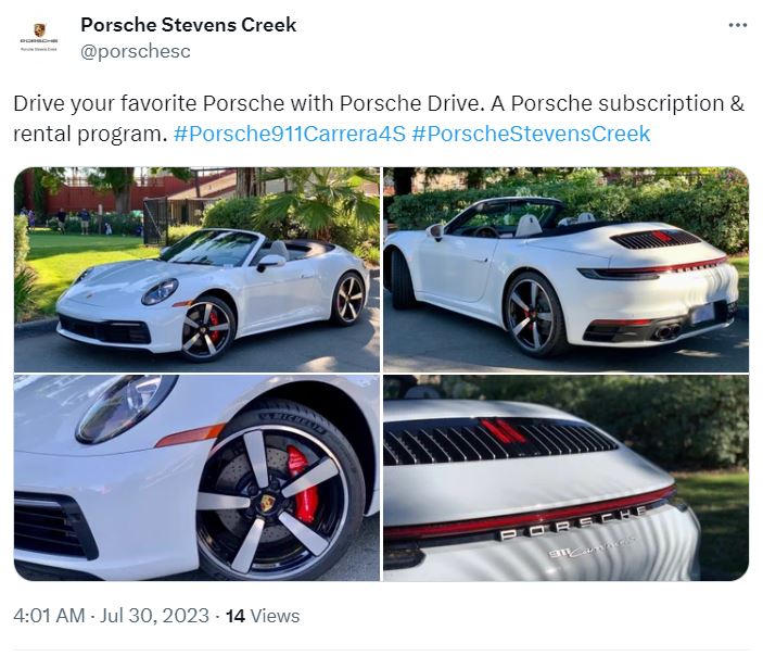 Porsche offers car subscription services in the US.