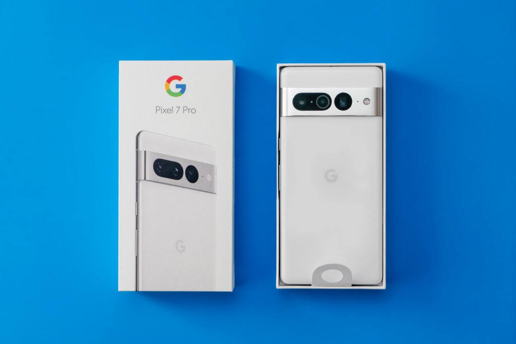 Top down view of unboxing a brand new Google Pixel 7 ProSource: Shutterstock
