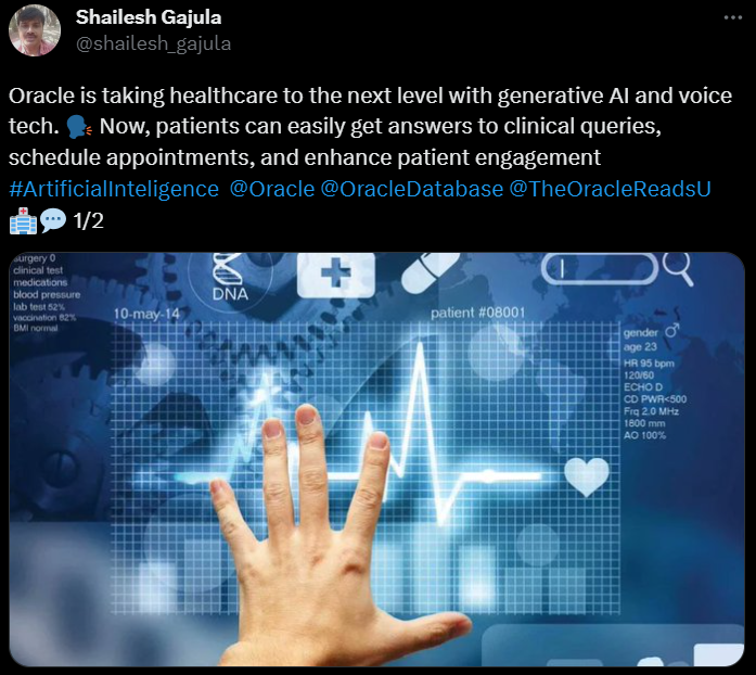 Oracle is taking healthcare to the next level with generative AI - Oracle Fusion.