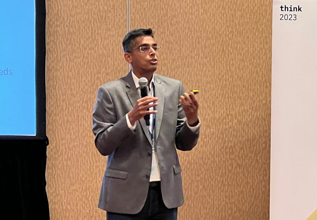 Sriram Raghavan, VP, IBM Research AI, explaining the company's AI for business, watsonx.
