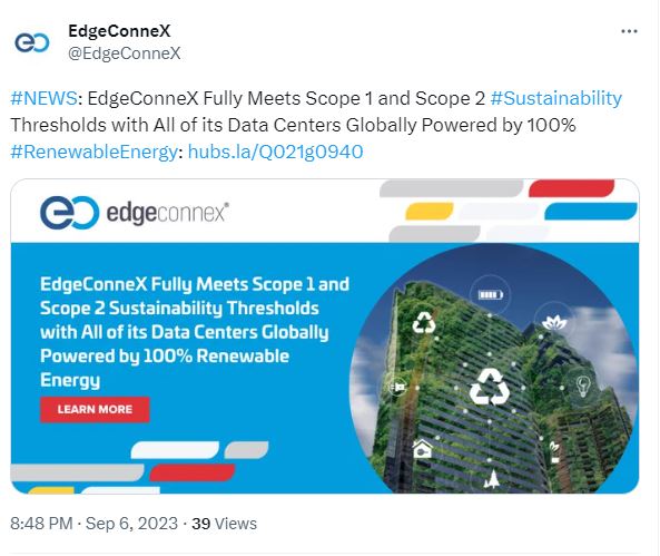 Sustainable data centers by EdgeConneX. 