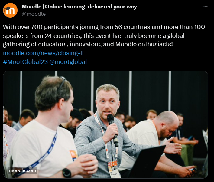 Moodle has over 700 participants joining from 56 countries and more than 100 speakers from 24 countries.