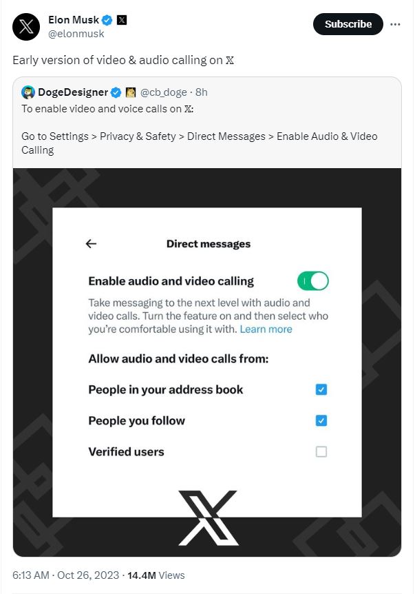 Will video and audio calls on X be free? 