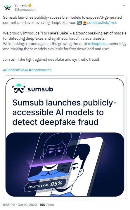 Sumsub combats rising threat of deepfake online content and synthetic fraud in collaboration with AI community.