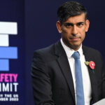 Britain's Prime Minister Rishi Sunak hosted the UK Artificial Intelligence (AI) Safety Summit at Bletchley Park, in central England, on November 2, 2023. (Photo by JUSTIN TALLIS / POOL / AFP).