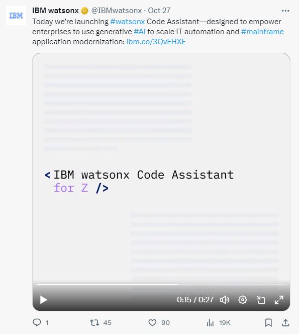 IBM watsonx Code Assistant. 