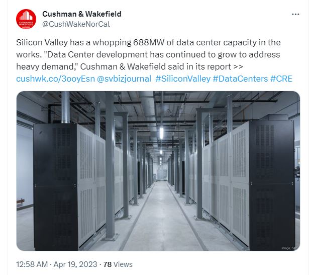 Silicon Valley has a whopping 688MW of data center capacity in the works.