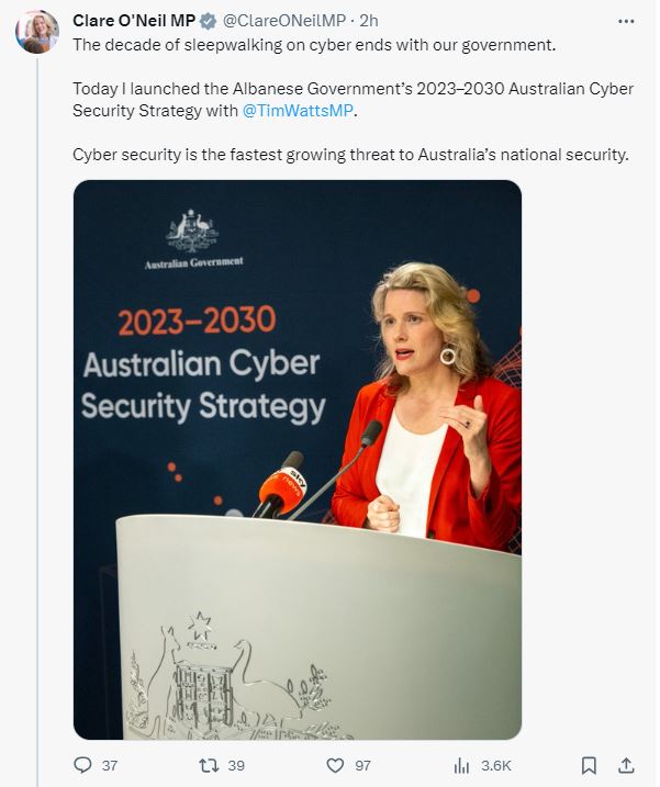 "Our Strategy is bold, and it is needed. By 2030, we can reach our vision to become a world leader in cyber security," said the minister. Australian Cyber Security Strategy