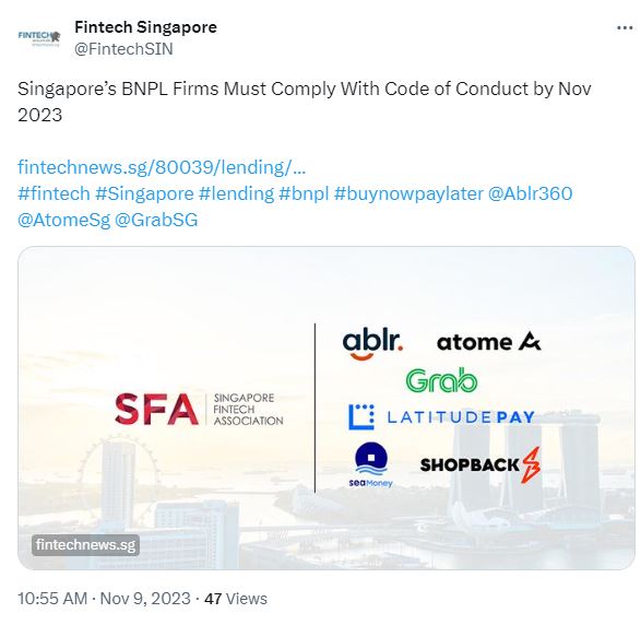 Singapore’s BNPL firms must comply with the new code of conduct by November 2023. 