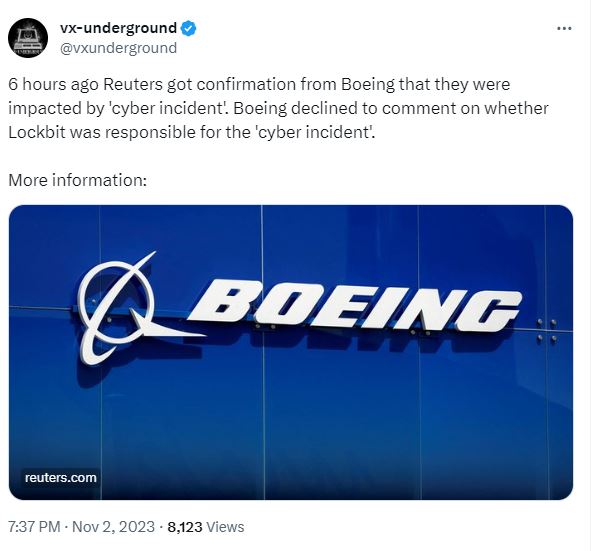 Boeing has started negotiations with the hackers. 