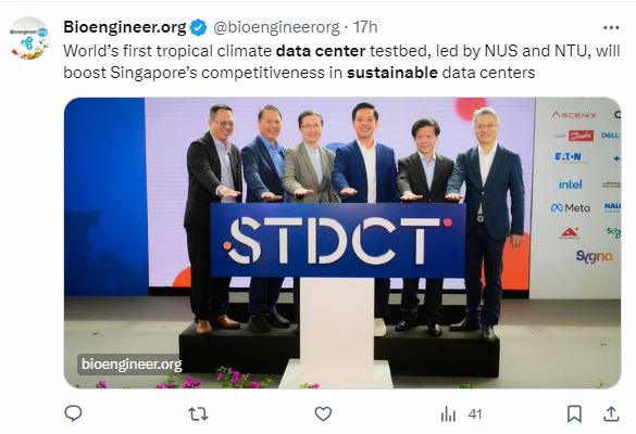 World’s first tropical climate data center testbed, led by NUS and NTU, will boost Singapore’s competitiveness in sustainable data centers