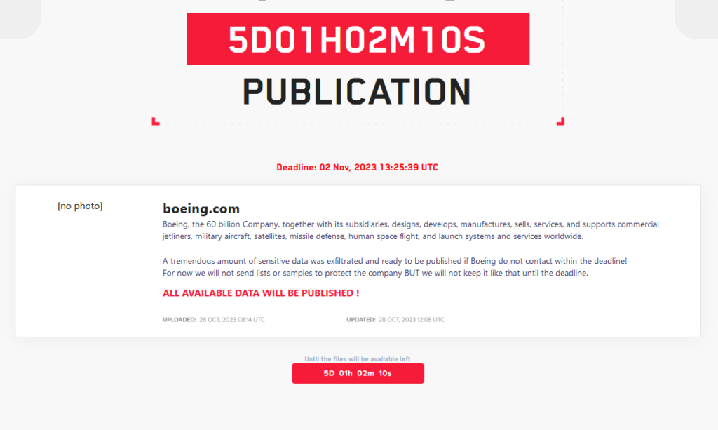 LockBit ransomware group has claimed responsibility for the Boeing hack. 