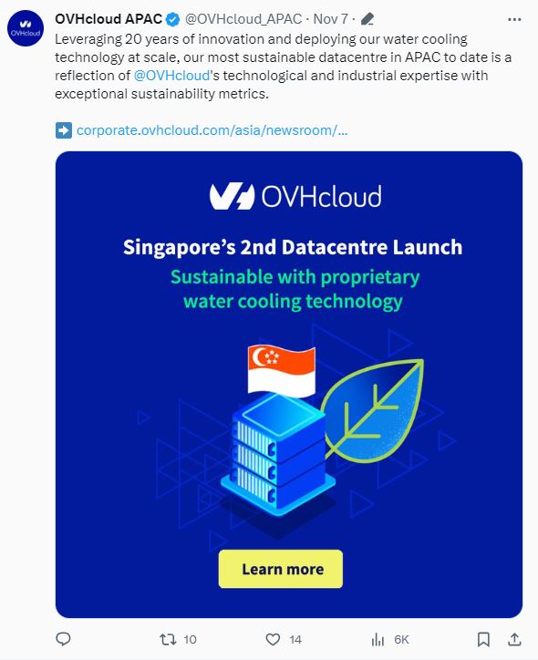 This is the second OVHcloud data center in singapore. 