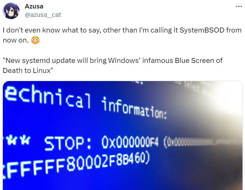 The Blue Screen of Death is now brought to Linux. Enjoy!