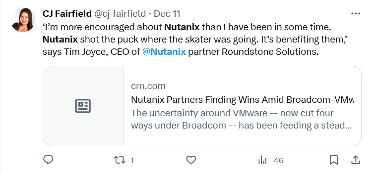 Nutanix moving in on disillusioned BMware customers.