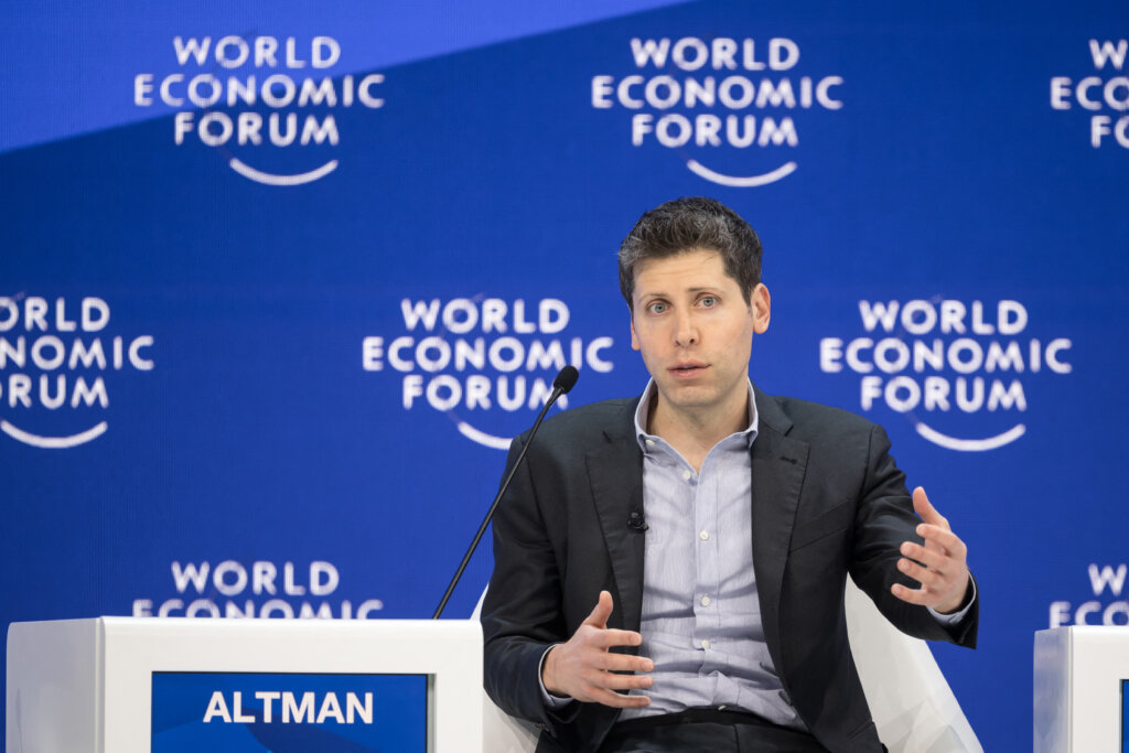 OpenAI CEO Sam Altman during a session of the World Economic Forum (WEF) meeting in Davos on January 18, 2024. (Photo by Fabrice COFFRINI/AFP).