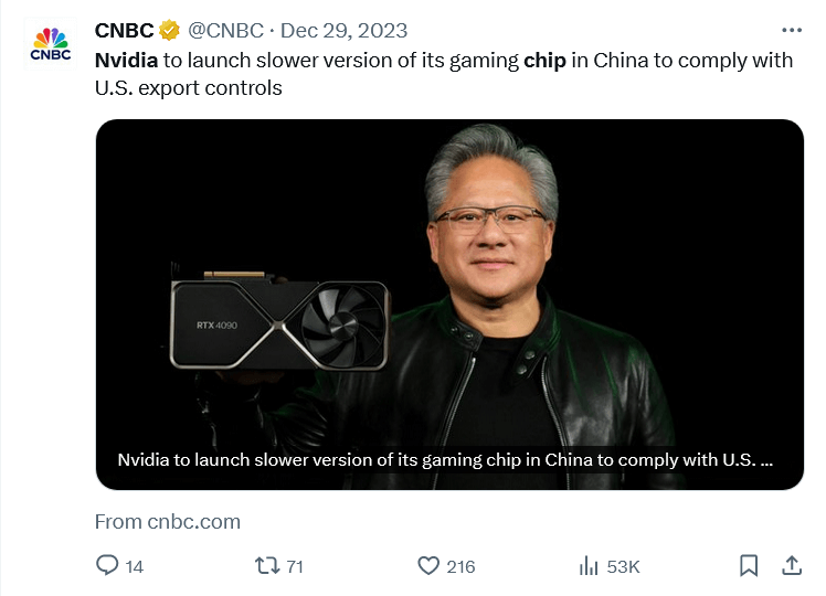 Nvidia China chip could cause issues in Washington.