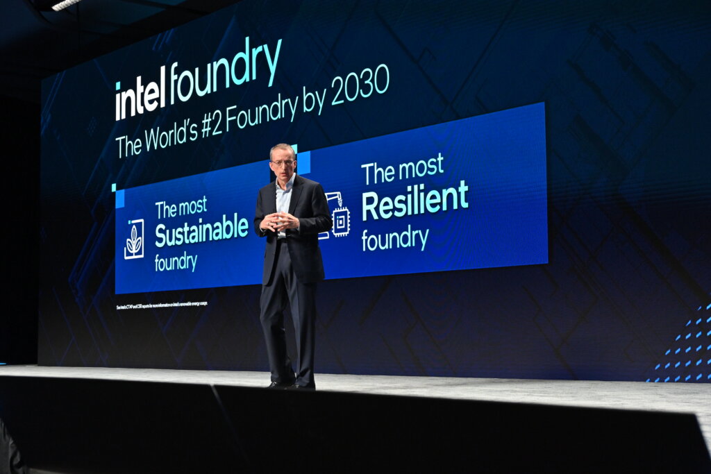 Pat Gelsinger, Intel CEO, introduces Intel Foundry during the Intel Foundry Direct Connect event on Wednesday, Feb. 21, 2024, in San Jose, California. (Credit: Intel Corporation).