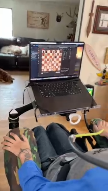 A demonstration of the controlled a computer cursor and played online chess through the brain