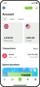 Wise app shows that users can manage all their currencies all over the world. Source: Wise